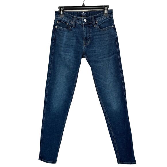 Hollister Mens SZ W28xL34 Slim Taper Jeans Zip-Fly Pockets Medium Wash Blue - Picture 1 of 9